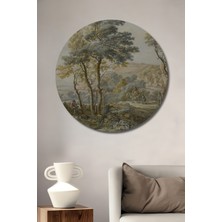 Teona Ahşap Dekoratif Ahşap Yuvarlak Tablo Manzara Resmi