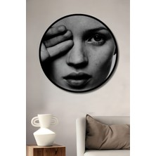 Teona Ahşap Dekoratif Ahşap Yuvarlak Çerçeve Görünümlü Tablo Kapalı Gözler