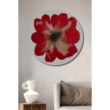 Teona Ahşap Dekoratif Ahşap Yuvarlak Tablo Kırmızı Çiçek