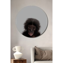 Teona Ahşap Dekoratif Ahşap Yuvarlak Tablo Gülen Maymun