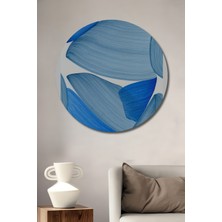 Teona Ahşap Dekoratif Ahşap Yuvarlak Çerçeve Görünümlü Tablo Mavi Dalgalar
