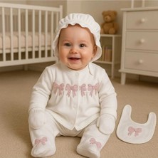 Milays 0-3 Ay Kız Bebek Inci Kelebek Nakışlı %100 Pamuk 5li Set