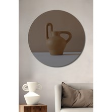 Teona Ahşap Dekoratif Ahşap Yuvarlak Tablo Seramik Testi