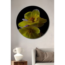 Teona Ahşap Dekoratif Ahşap Yuvarlak Tablo Sarı Çiçekler