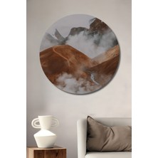 Teona Ahşap Dekoratif Ahşap Yuvarlak Tablo Sisli Dağlar