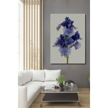 Teona Ahşap Dekoratif Ahşap Dikdörtgen Tablo Mavi Zambak