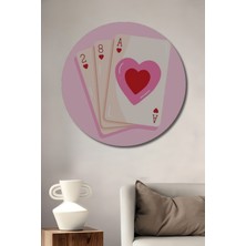 Teona Ahşap Dekoratif Ahşap Yuvarlak Çerçeve Görünümlü Tablo Kalp Kartları