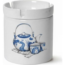 Sartre Art "blue Blanc Serisi" Çay Keyfi Tasarımlı Kokusuz Söndür At Küllük Kül Tablası