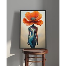 Rosa Art Tablo | Ahşap Çerçeveli Tablo | Çerçeveli Poster | Soyut, Kadın ve Çiçek Temalı Tablo, Modern Tablo