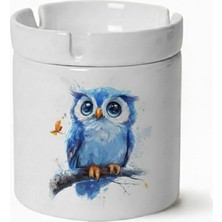 Sartre Art "blue Blanc Serisi"  Tatlı Baykuşum Tasarımlı Kokusuz Söndür At Küllük Kül Tablası