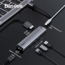 Sbusshop Baseus USB Type C 6in1 HDMI 3x USB 3.0 RJ45 Çoğaltıcı ADAPTÖR-(5775) - SB001M-49UZX3