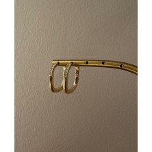 Xuping Özel Seri Mini Taş Detay Kare Xp Gold Küpe