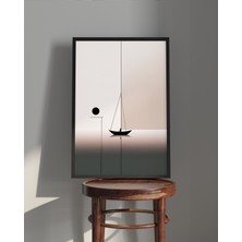 Rosa Art Tablo | Ahşap Çerçeveli Tablo | Çerçeveli Poster | Kayık, Deniz Temalı Tablo, Minimal, Soyut Tablo