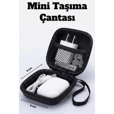Shiny Touch Çok Amaçlı Sert Kapaklı Mini Taşıma Çantası - Kulaklık, Şarj Aleti ve Kablo Düzenleyici (9x9 Cm)