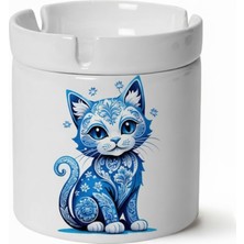 Sartre Art "blue Blanc Serisi" Minoş Kedi  Tasarımlı Kokusuz Söndür At Küllük Kül Tablası