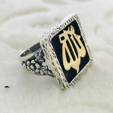 Canka Allah Yazılı 925 Ayar Gümüş Erkek Yüzük