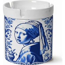 Sartre Art "blue Blanc Serisi" Inci Küpeli Kız Tasarımlı Kokusuz Söndür At Küllük Kül Tablası