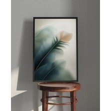 Rosa Art Tablo | Ahşap Çerçeveli Tablo | Çerçeveli Poster | Puslu Yaprak, Çiçek Temalı Tablo, Soyut Tablo