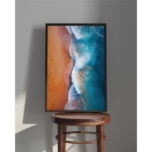 Rosa Art Tablo | Ahşap Çerçeveli Tablo | Çerçeveli Poster | Deniz, Kum ,dalga Temalı Soyut Tablo
