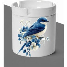 Sartre Art "blue Blanc Serisi" Minik Serçem Tasarımlı Kokusuz Söndür At Küllük Kül Tablası