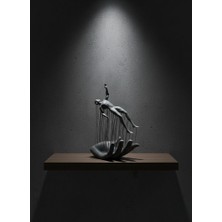 Tgzm Gri El Insan Figürü Minimal ve Anlamlı Dekoratif Biblo Modern Ev Dekorasyonu - TG0012-2RKQS1
