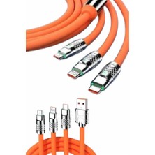 AK-SA-STR 120W Silikon Metal Uçlu LED Işıklı 3 In1 Şarj Kablosu 1.2m