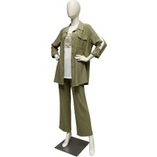 Pureva Meva Plus Kadın 3’lü Takım – Ceket Pantolon Taşlı Içlik, Şık Kombin