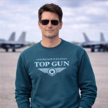 Top Gun Baskılı Sweat Petrol