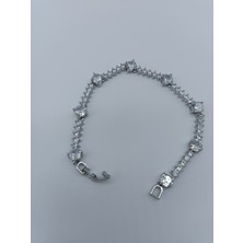 Lagül Aksesuar Xuping Kararmaz Paslanmaz Taşlı Silver Bileklik