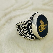 Canka Osmanlı Tuğrası İşlemeli 925 Ayar Gümüş Erkek Yüzük