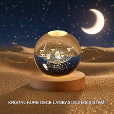 AK-SA-STR Dekoratif LED Kristal Küre Ahşap Altlıklı Şık Gece Lambası
