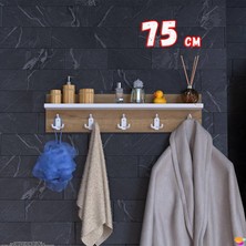 Modilayn Kedi Serisi 71,4X18 cm 5’li Banyo Askısı Seti | 15 Kancalı Raflı Düzenleyici Yer Tasarrufu.