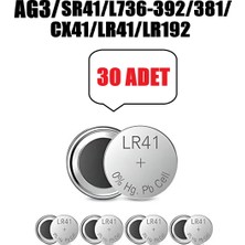 Derwell 30 Adet 30'lu Ag3 LR41 392A SR41 1.5V 3 Kartel Düğme Pil Hesap Makinesi/terazi/saat/oyuncak/garaj Pili Yuvarlak Pil