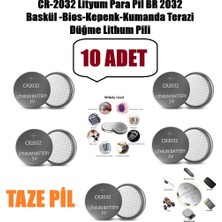 Derwell 10 Adet 10'lu CR2032 Lityum Para Pil DR2032 Baskül/bios/kepenk/kumanda/hesap Makinası Terazi Için Yuvarlak Düğme Lityum Pil