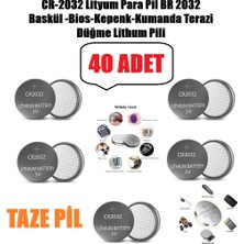 Derwell 40 Adet 40'lı CR2032 Lityum Para Pil DR2032 4 Blister 40 Tane Baskül/bios/kepenk/kumanda/hesap Makinası Terazi Için Yuvarlak Düğme Lityum Pil