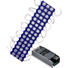 Powerr Led Aydınlatma 20 Adet 12 Volt 3 Watt 3 Lensli Mavi 3030 Smd LED Modül 5A Slim Trafo Set