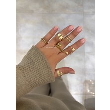 Aksesuaris 8'li Gold Kadın Yüzükset