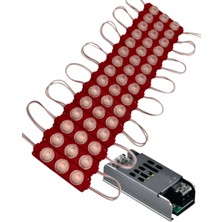 Powerr Led Aydınlatma 20 Adet 12 Volt 3 Watt 3 Lensli Kırmızı 3030 Smd LED Modül 5A Slim Trafo Set