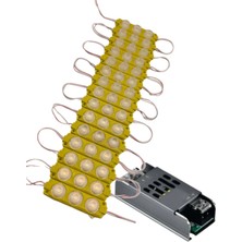 Powerr Led Aydınlatma 20 Adet 12 Volt 3 Watt 3 Lensli Amber 3030 Smd LED Modül 5A Slim Trafo Set