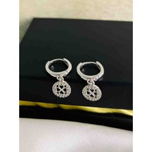 Generic 925 Ayar Gümüş Silver Renkli Halka Tasarım Kadın Küpe -  Sallantılı Model