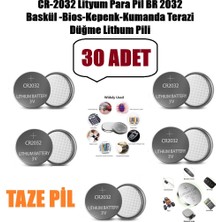 Derwell 30 Adet 30'lu CR2032 Lityum Para Pil DR2032 3 Blister 30 Tane Baskül/bios/kepenk/kumanda/hesap Makinası Terazi Için Yuvarlak Düğme Lityum Pil