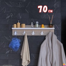 Modilayn Kedi Serisi  66,4X18 cm 5’li Banyo Askısı Seti | 15 Kancalı Raflı Düzenleyici Yer Tasarrufu