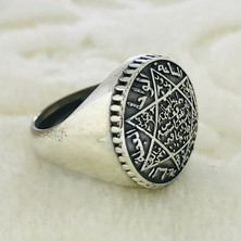 Canka Mührü Süleyman İşlemeli 925 Ayar Gümüş Erkek Yüzük