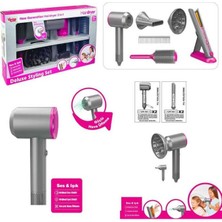 Kiddico Toys Hair Dryer Lüks Saç Bakım Seti 2in1 Sesli Işıklı 3+ Çocuklar Için Saç Tasarımı