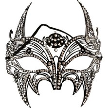 Siyah Lazer Kesim Kristal Taşlı Metal Lüks Maske Modern Asır. (9380)