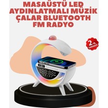 Bluetooth 5.0 Kablosuz Şarj Rampalı Fm Radyo ve Rgb Işıklı Hoparlör Modern Asır. (9380)