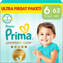 Prima Bebek Bezi Premium Care 6 Beden Extra Large Ultra Fırsat Paketi 13+ kg 62 Adet (5 Adet)