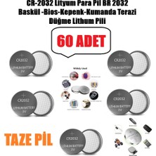 Derwell 60 Adet 60'lı CR2032 Lityum Para Pil DR2032 6 Blister 60 Tane Baskül/bios/kepenk/kumanda/hesap Makinası Terazi Için Yuvarlak Düğme Lityum Pil
