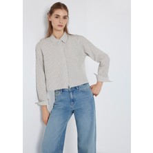 Mavi Çizgili Beyaz Gömlek 1211394-84014