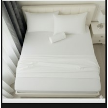 H&F Trendline Beyaz Düz Battal Boy Lastikli Çift Kişilik Çarşaf Seti (+2 Yastık Kılıfı)